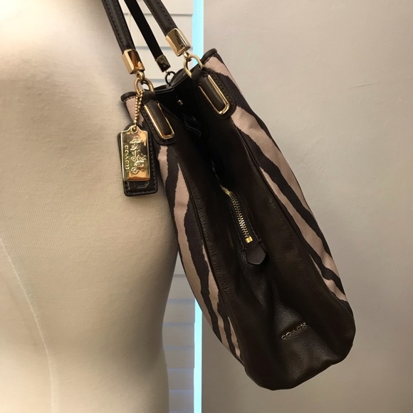 Coach Zebra Print Phoebe Madison Purse Bag - Picture 4 of 9